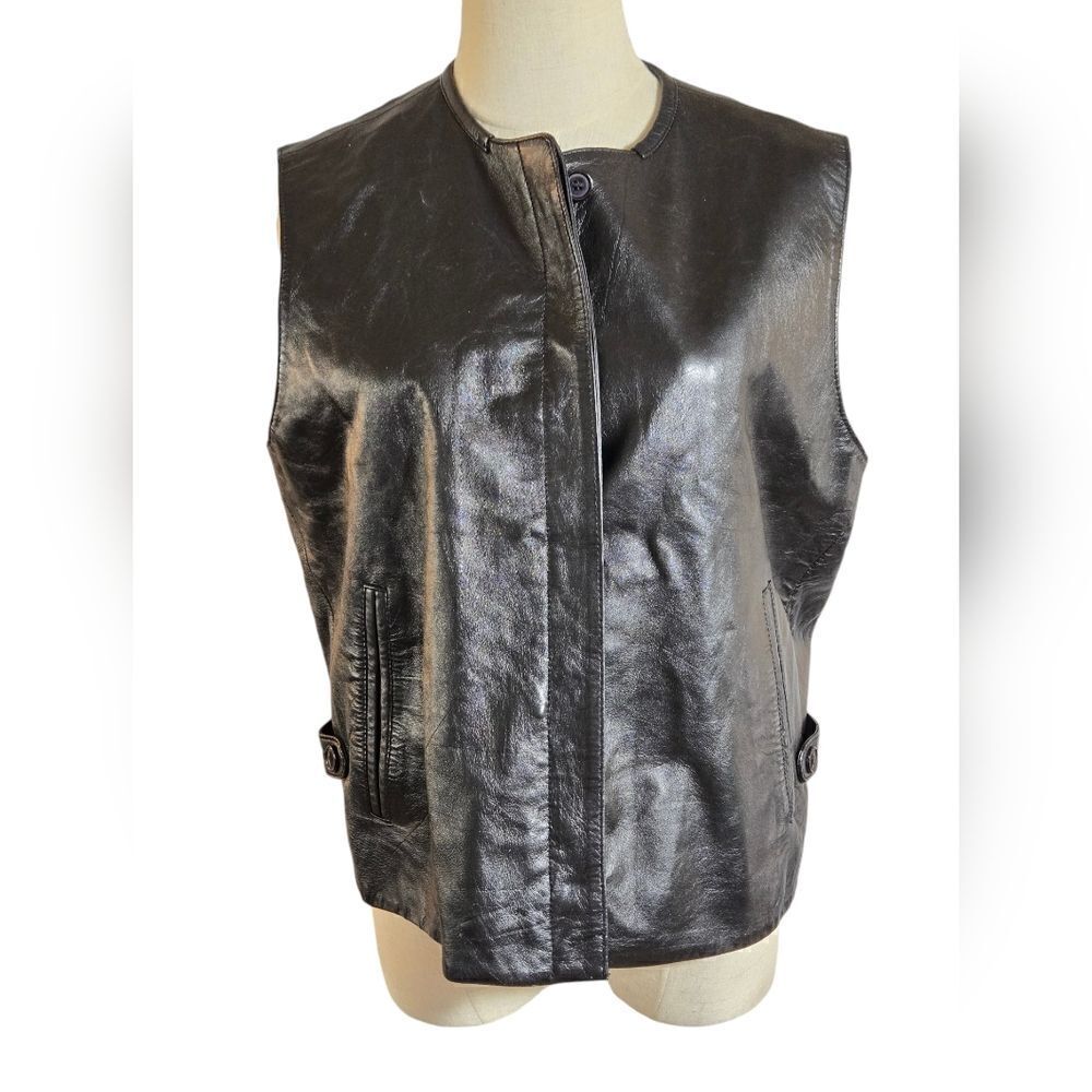 Harve Bernard Vintage Genuine Leathef Black Vest